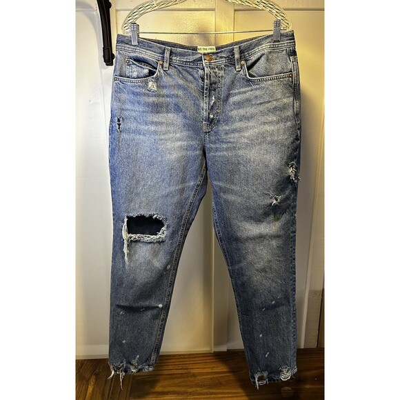 FREE PEOPLE Distressed Jeans Women’s Size 31 Button Fly - Picture 1 of 5
